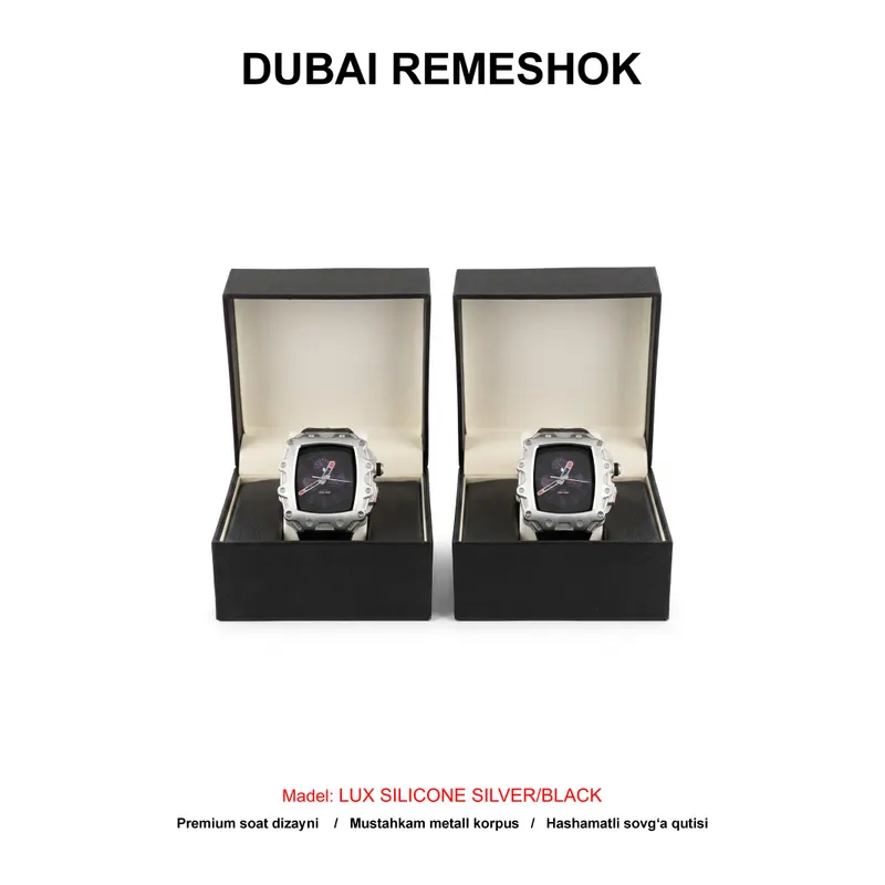 DUBAI REMESHOK 44-45mm LUX SILICONE SILVER/BLACK