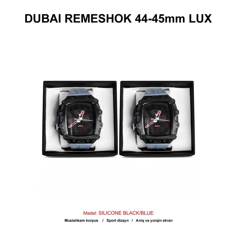DUBAI REMESHOK 44-45mm LUX SILICONE BLACK/BLUE