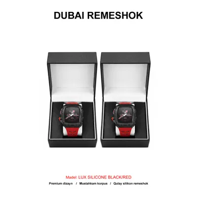 DUBAI REMESHOK 44-45mm LUX SILICONE BLACK/RED