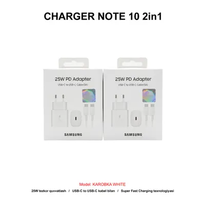 CHARGER NOTE 10 2in1 KAROBKA WHITE