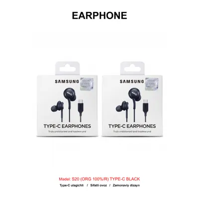 EARPHONE S20 (ORG 100%/R) TYPE-C BLACK