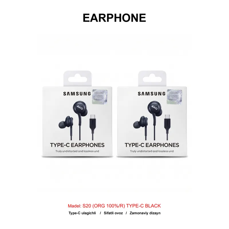 EARPHONE S20 (ORG 100%/R) TYPE-C BLACK