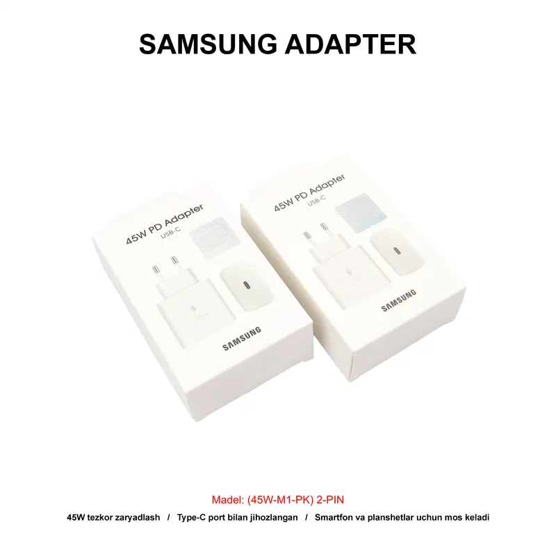 ADAPTER SAMSUNG (45W-M1-PK) 2-PIN WHITE