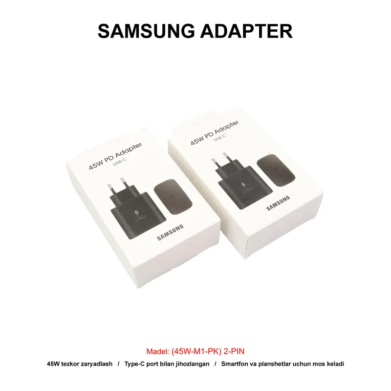 ADAPTER SAMSUNG (45W-M1-PK) 2-PIN BLACK
