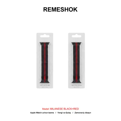 REMESHOK 42-44-45mm MILANESE BLACK+RED