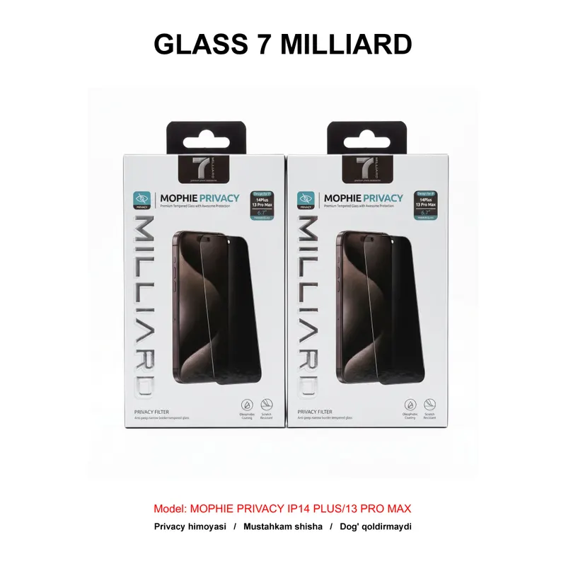 GLASS 7 MILLIARD MOPHIE PRIVACY IP14 PLUS/13 PRO MAX 7MMGPY14PLUS