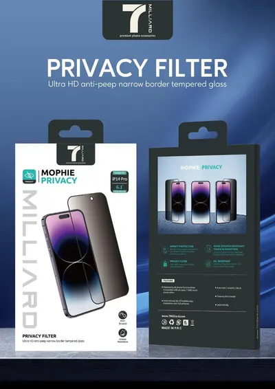 GLASS 7 MILLIARD MOPHIE PRIVACY IP14 PRO 7MMGPY14P