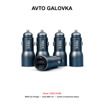 CAR CHARGER C805 2USB GREY