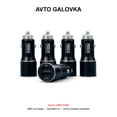 CAR CHARGER C809 2USB BLACK