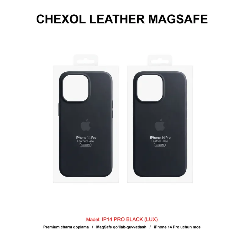 CHEXOL LEATHER MAGSAFE IP14 PRO BLACK (LUX)