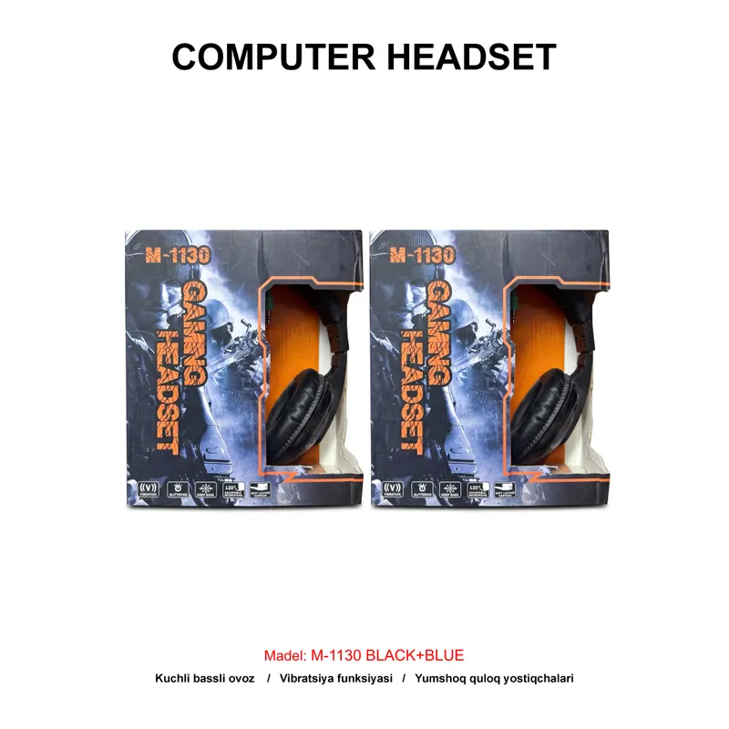 COMPUTER HEADSET M-1130 BLACK+BLUE