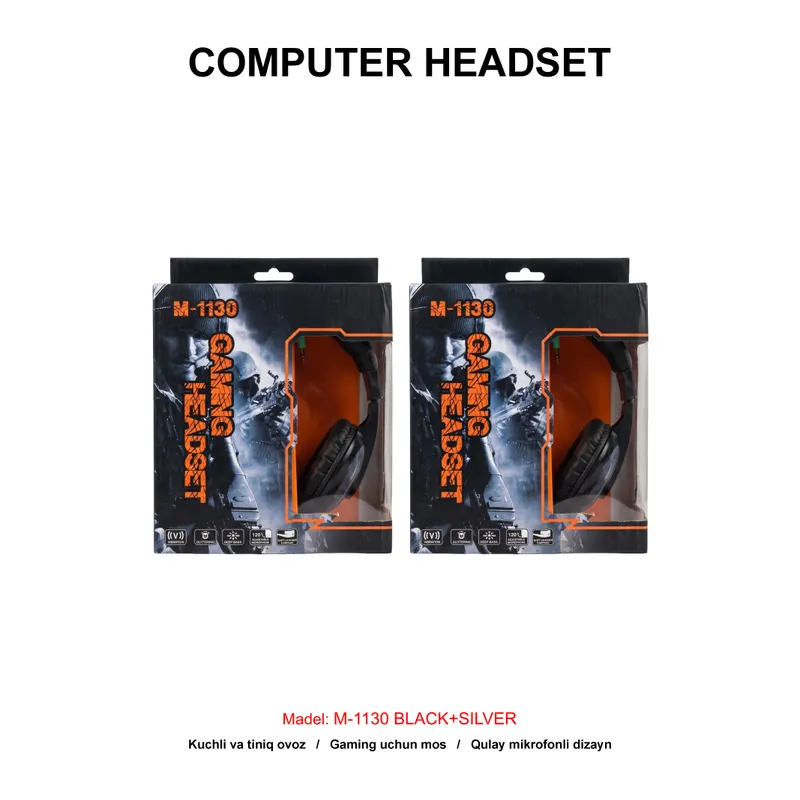 COMPUTER HEADSET M-1130 BLACK+SILVER