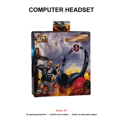 COMPUTER HEADSET G7 BLACK+RED