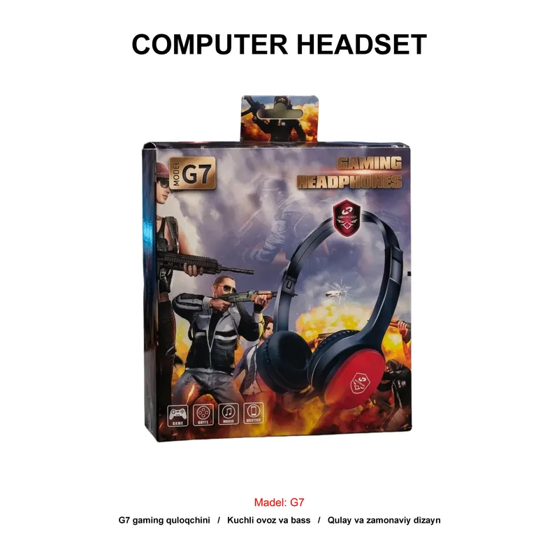 COMPUTER HEADSET G7 BLACK+RED