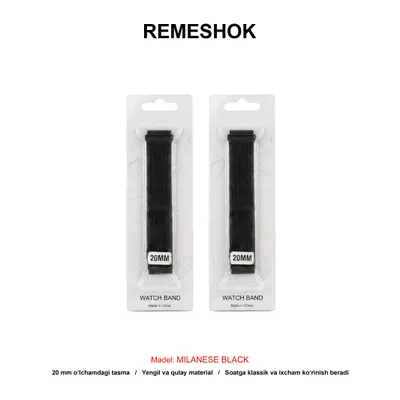 REMESHOK 20mm MILANESE BLACK