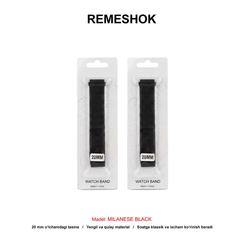 REMESHOK 20mm MILANESE BLACK