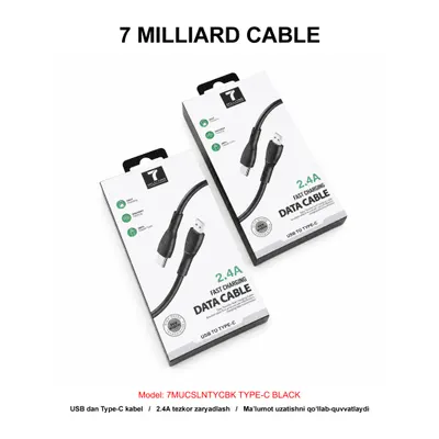 USB CABLE 7 MILLIARD SILICONE 7MUCSLNTYCBK TYPE-C BLACK