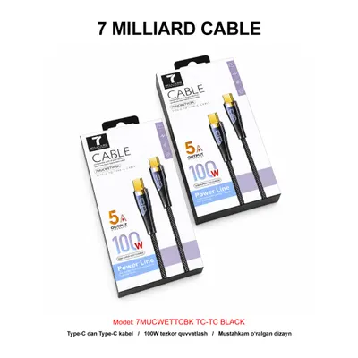 USB CABLE 7 MILLIARD WEAVE 7MUCWETTCBK TC-TC BLACK