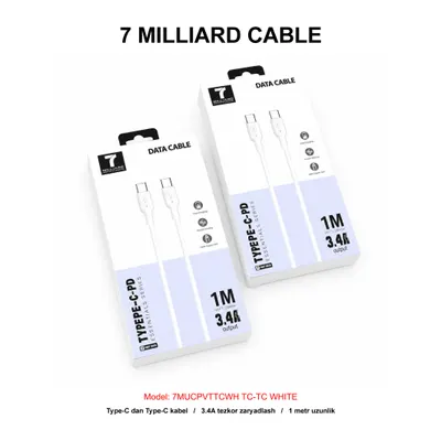 USB CABLE 7 MILLIARD PVC 7MUCPVTTCWH TC-TC WHITE