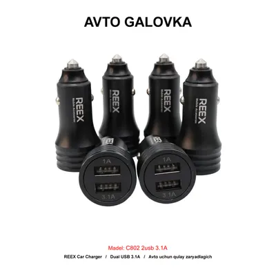 CAR CHARGER C802 2USB 3.1A BLACK