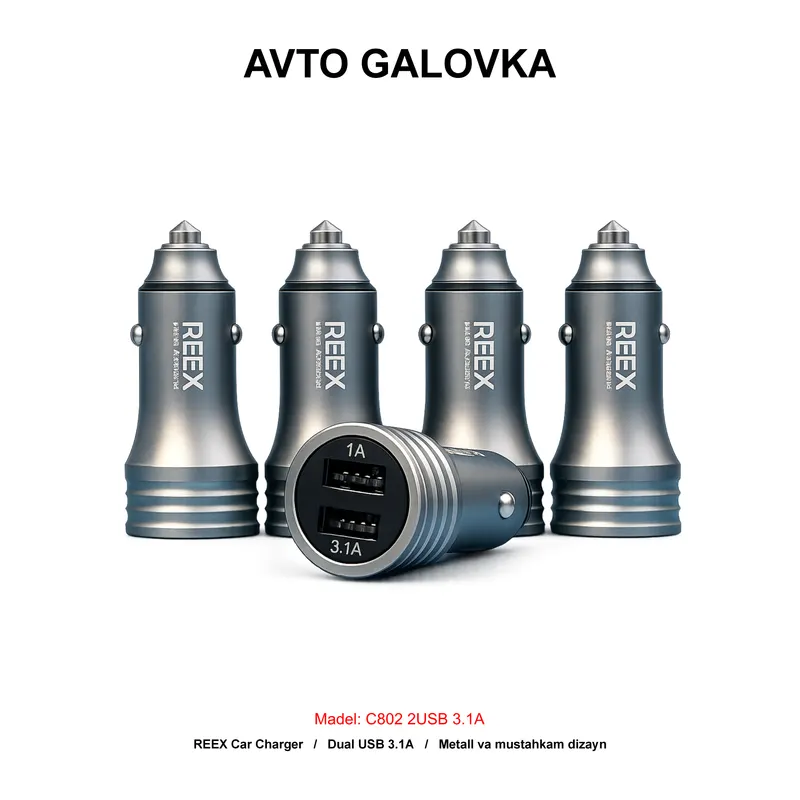 CAR CHARGER C802 2USB 3.1A GREY