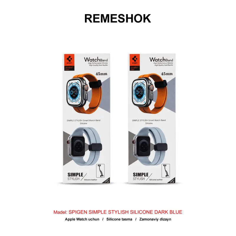 REMESHOK 42-44-45mm SPIGEN SIMPLE STYLISH SILICONE DARK BLUE