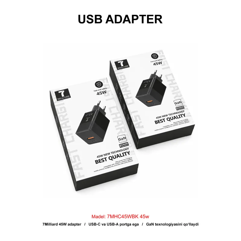 ADAPTER 7 MILLIARD 45W 7MHC45WBK BLACK