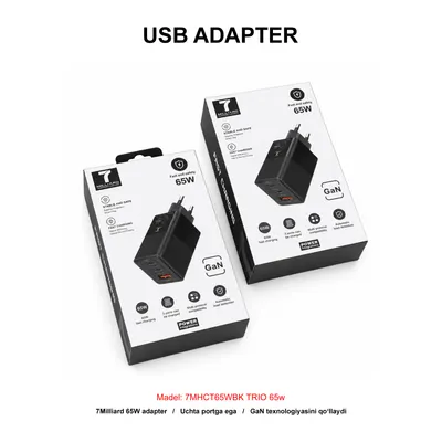 ADAPTER 7 MILLIARD TRIO 65W 7MHCT65WBK BLACK
