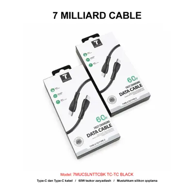 USB CABLE 7 MILLIARD SILICONE 7MUCSLNTTCBK TC-TC BLACK