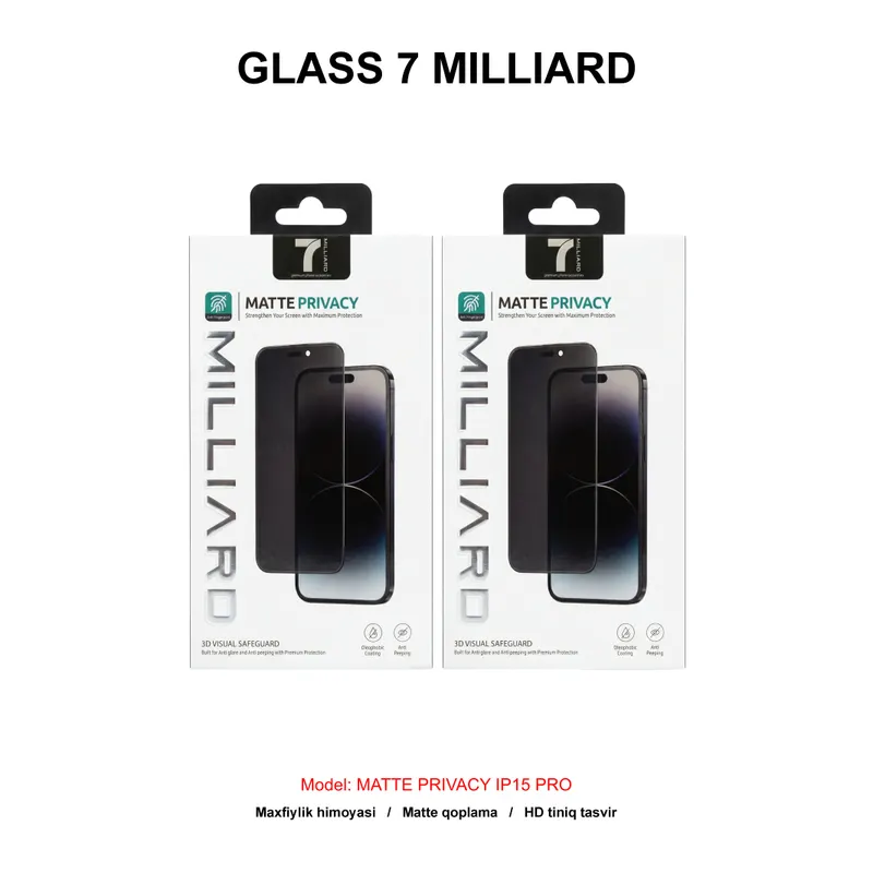 GLASS 7 MILLIARD MATTE PRIVACY IP15 PRO 7MGMPY15P