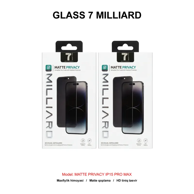 GLASS 7 MILLIARD MATTE PRIVACY IP15 PRO MAX 7MGMPY15PM