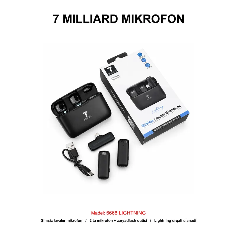 MIKROFON 7 MILLIARD 6668 LIGHTNING 7MWMIC01LGTBK BLACK