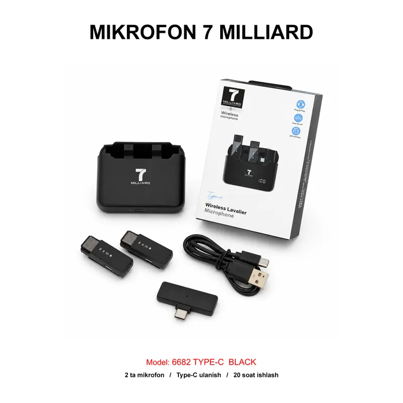 MIKROFON 7 MILLIARD 6682 TYPE-C 7MWMIC02TYCBK BLACK