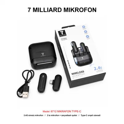 MIKROFON 7 MILLIARD 6712 TYPE-C 7MWMIC03TYCBK BLACK