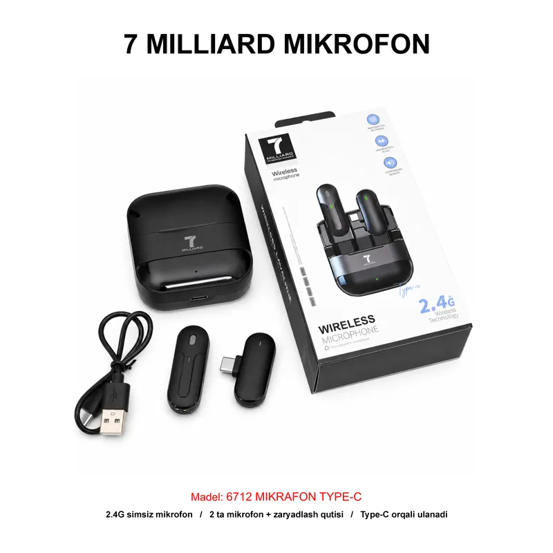 MIKROFON 7 MILLIARD 6712 TYPE-C 7MWMIC03TYCBK BLACK