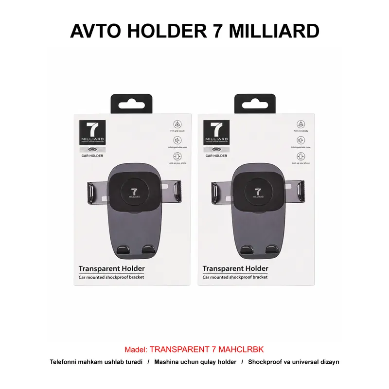 AVTO HOLDER 7 MILLIARD TRANSPARENT 7MAHCLRBK BLACK