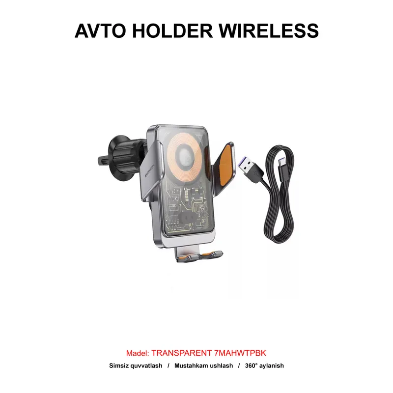 AVTO HOLDER WIRELESS 7 MILLIARD TRANSPARENT 7MAHWTPBK BLACK