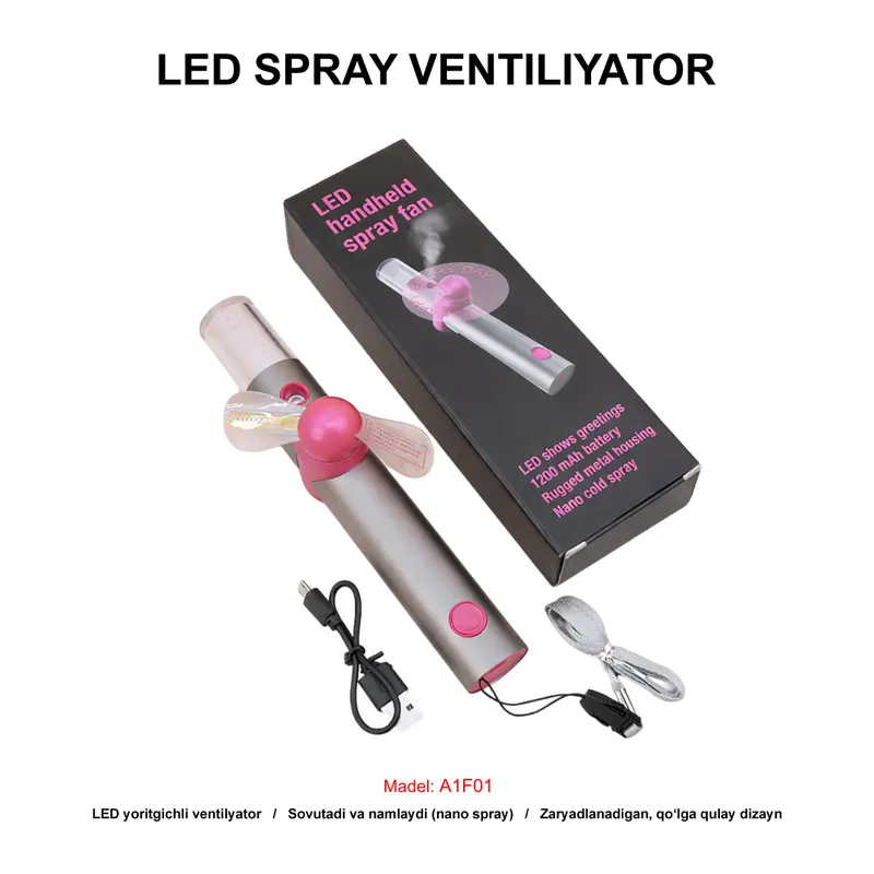 VENTILYATOR LED HANDHELD SPRAY A1F01 GREY
