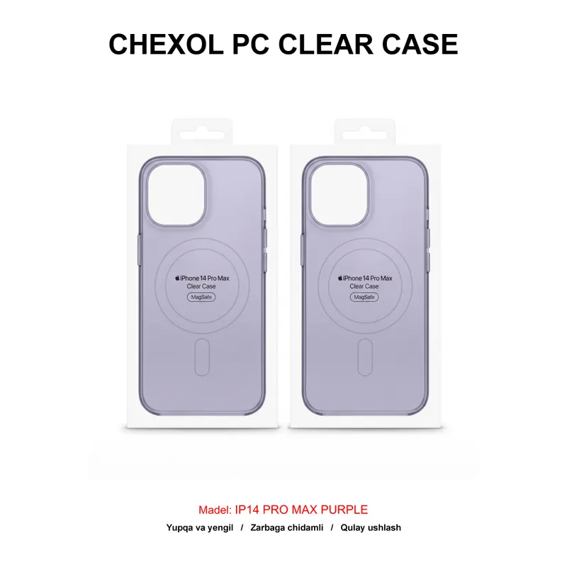 CHEXOL PC CLEAR CASE MAGSAFE IC IP14 PRO MAX PURPLE