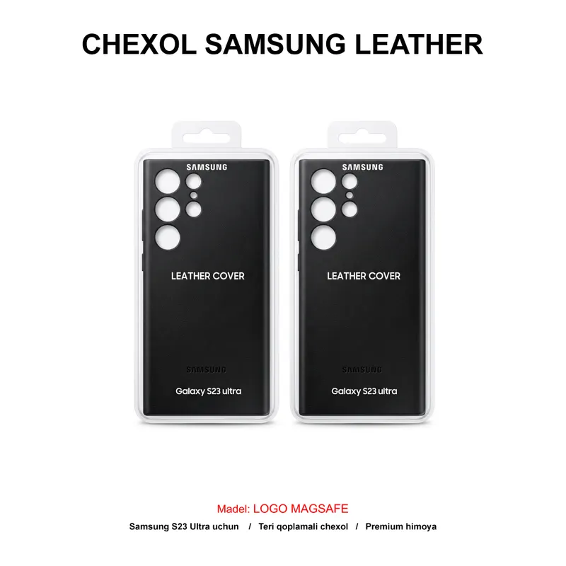 CHEXOL SAMSUNG LEATHER LOGO MAGSAFE SAM S23 ULTRA BLACK