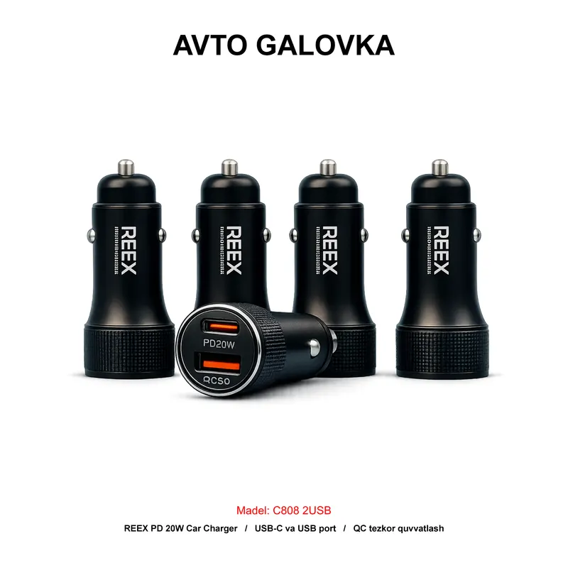 CAR CHARGER C808 2USB BLACK