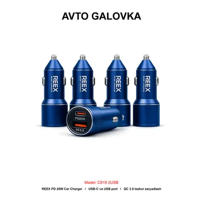 CAR CHARGER C819 2USB BLUE