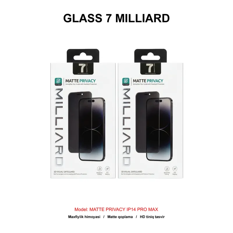 GLASS 7 MILLIARD MATTE PRIVACY IP14 PRO MAX 7MGMPY14PM