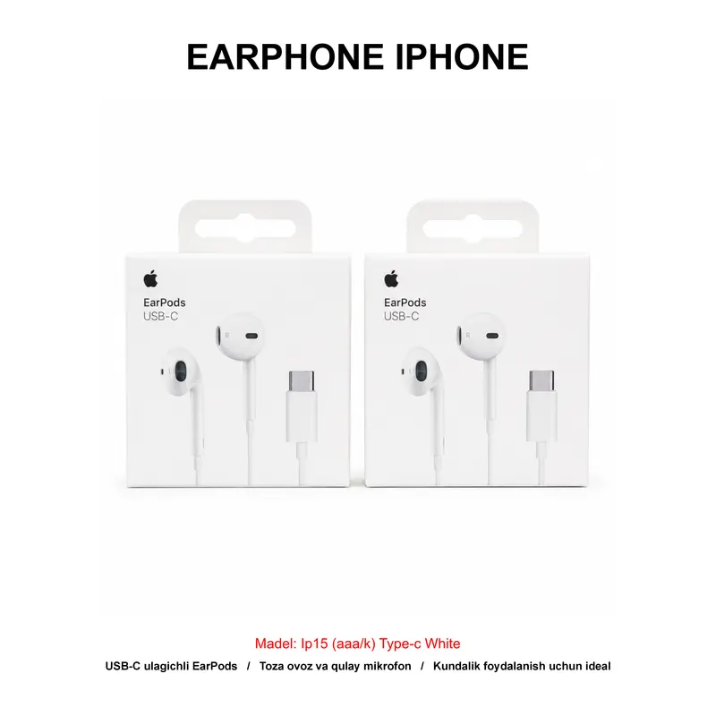 EARPHONE IP15 (AAA/K) TYPE-C WHITE