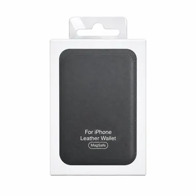 CARD HOLDER LEATHER WALLET MAGSAFE LC-01 BLACK
