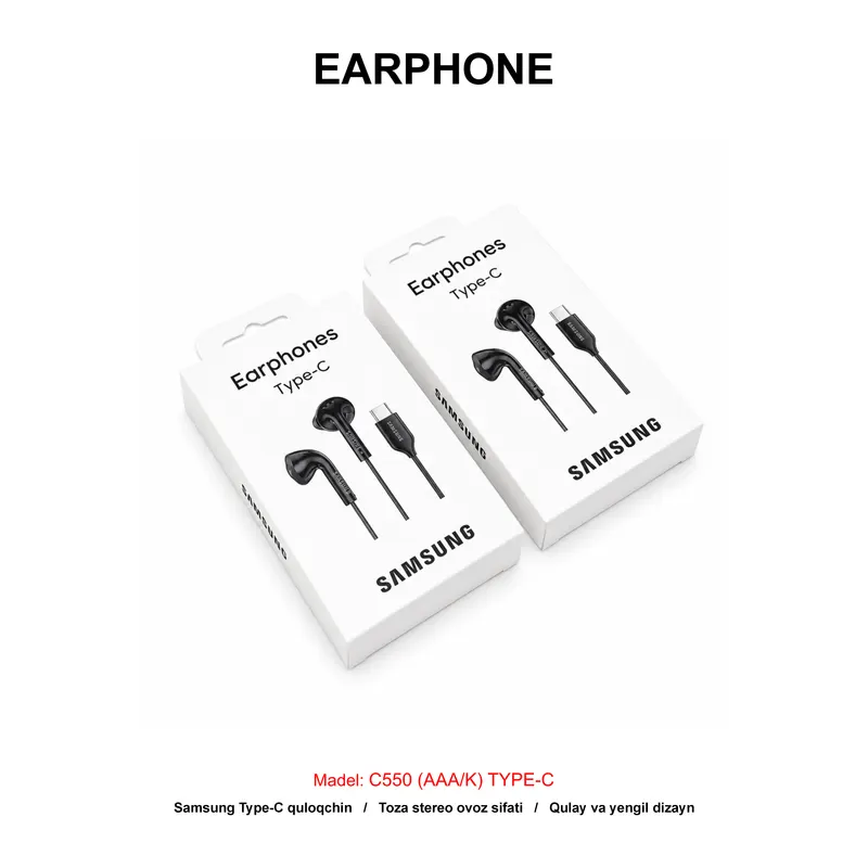 EARPHONE C550 (AAA/K) TYPE-C BLACK