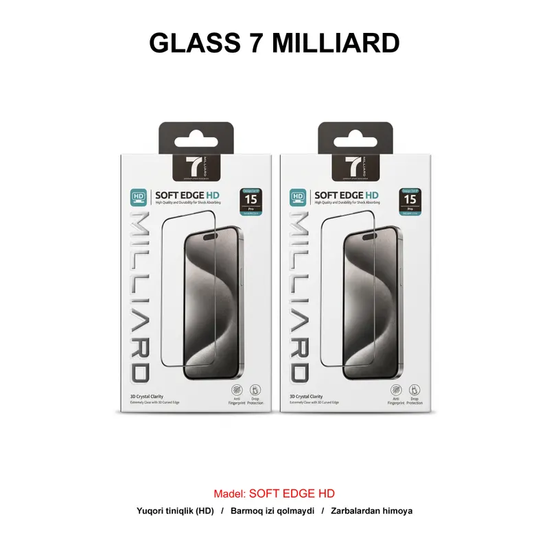 GLASS 7 MILLIARD SOFT EDGE HD IP15 PRO 7MSEGHD15P