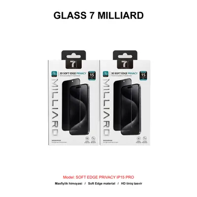 GLASS 7 MILLIARD SOFT EDGE PRIVACY IP15 PRO 7MSEGPY15P