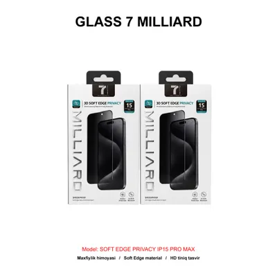 GLASS 7 MILLIARD SOFT EDGE PRIVACY IP15 PRO MAX 7MSEGPY15PM