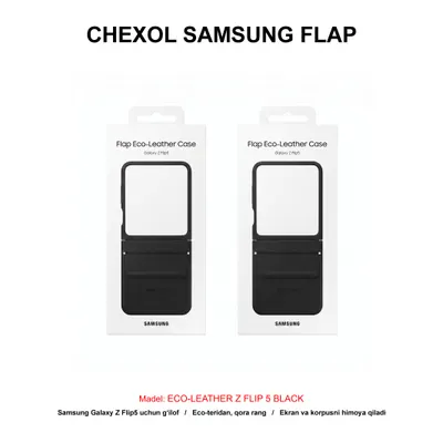 CHEXOL SAMSUNG FLAP ECO-LEATHER Z FLIP 5 BLACK